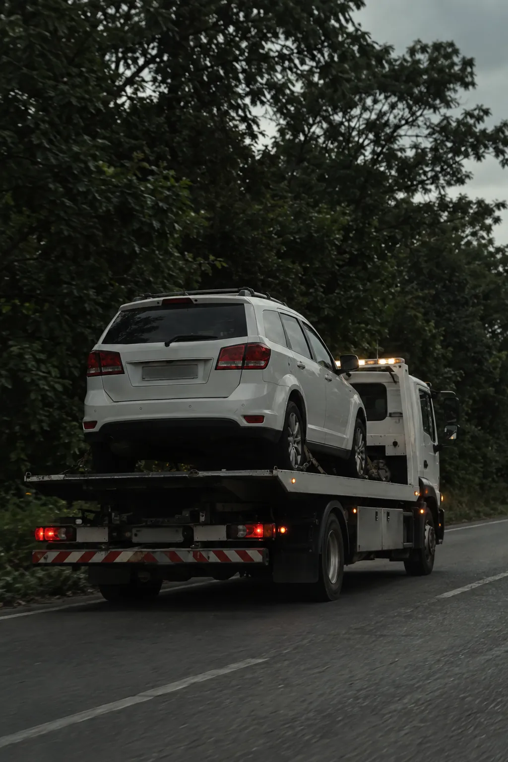 SUV branco em cima de um guincho plataforma — guincho no Jardim Gonçalves, em Sorocaba